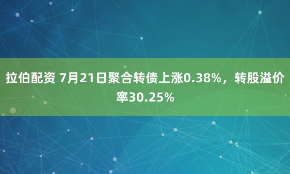 拉伯配资 7月21日聚合转债上涨0.38%，转股溢价率30.25%